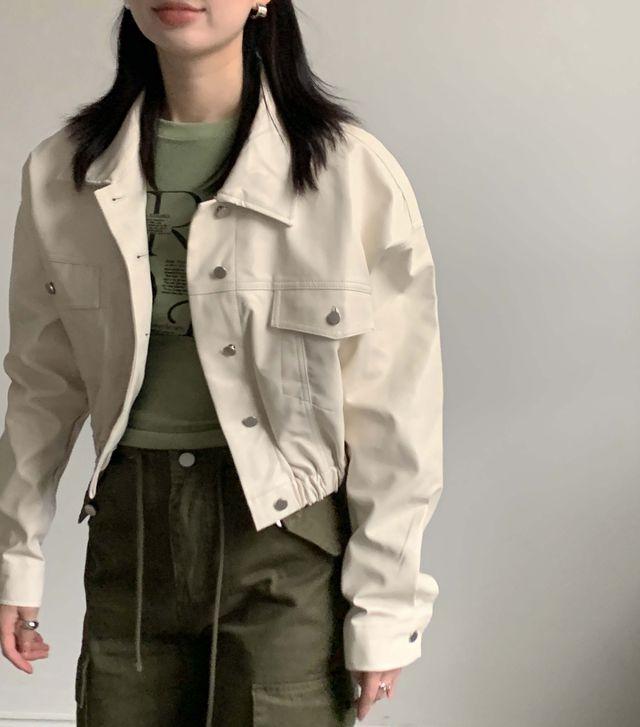 페릿 트러커 레더 포켓 크롭 자켓 [2color] _디코럼