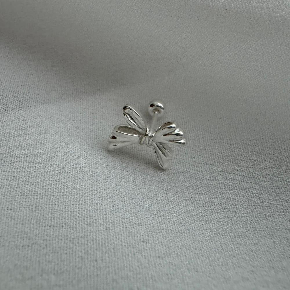 nudea - 누데아 리본 디테일 러블리 피어싱 silver925