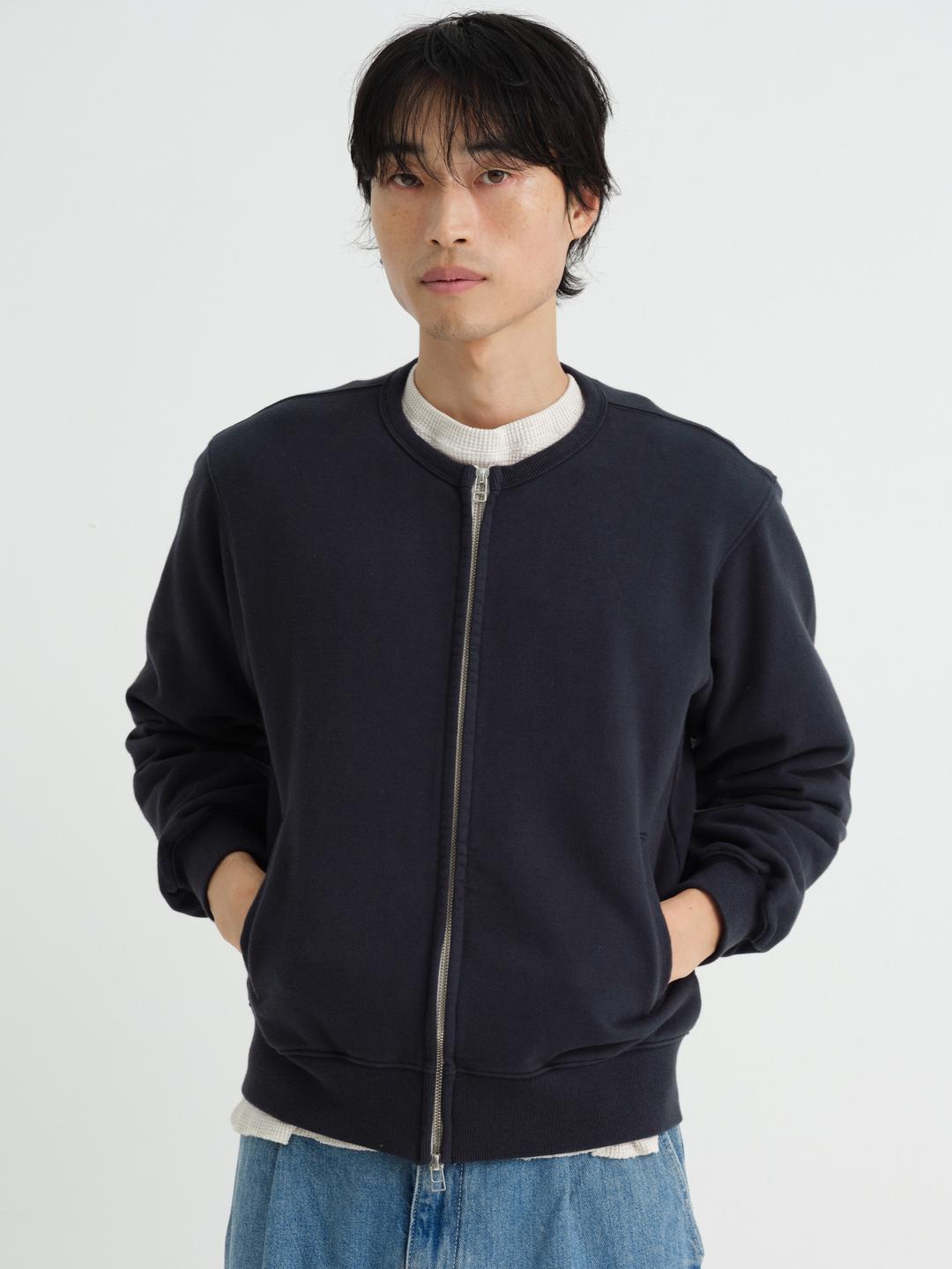 Sweat round jacket (dark navy)
