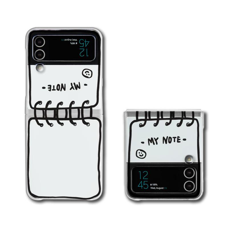 MANCHWI 나의노트 Z플립케이스 갤럭시 Z플립3/4 클리어 하드 케이스