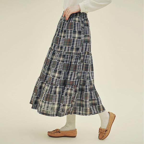 [NEW!FALL 1차 20%] 캉캉 스커트 (체크코튼) 블랙 243402CBK