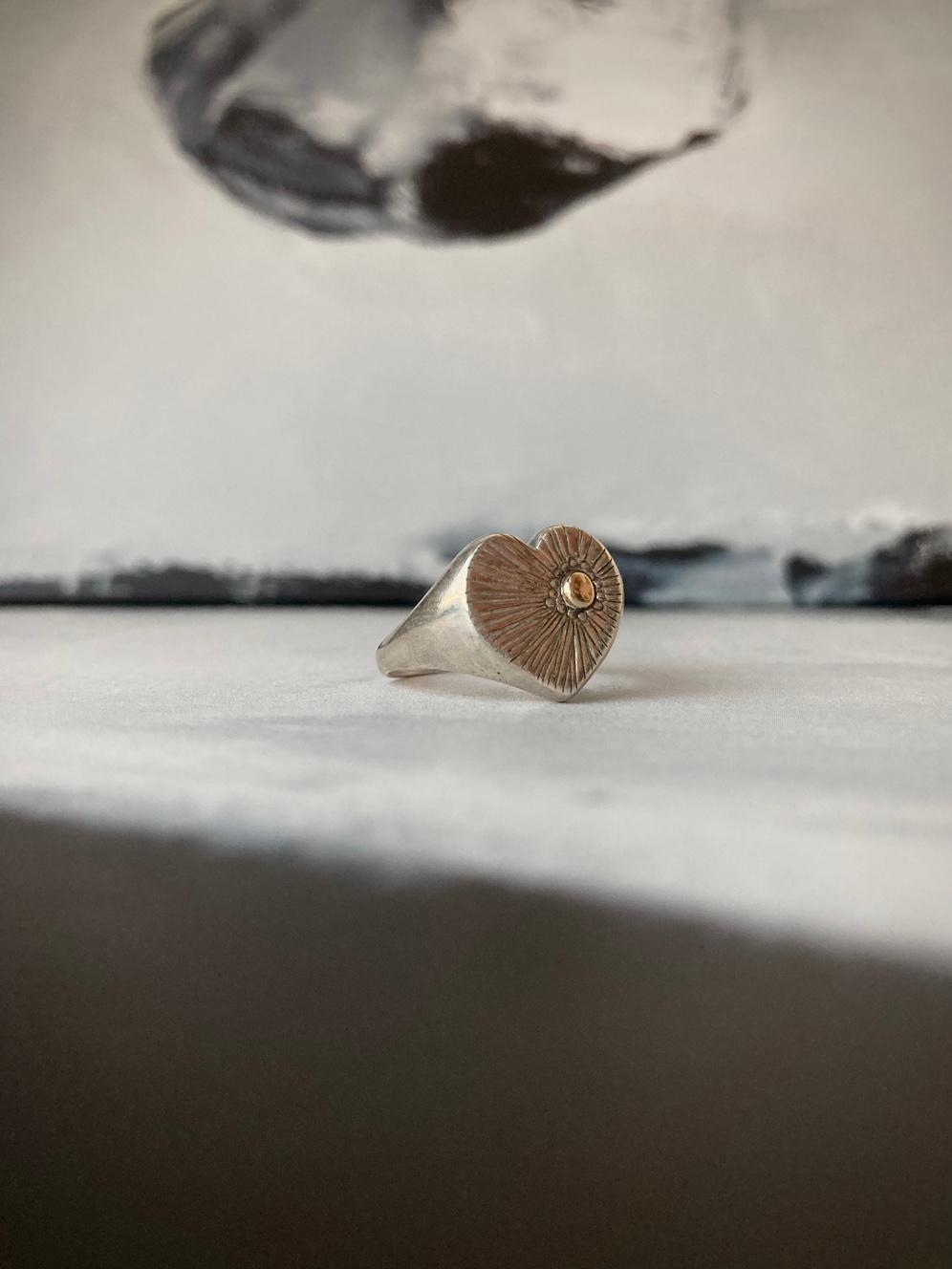 <f&e> 10K gold x SV heart ring