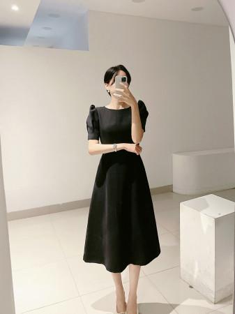 이런 상품 어때요? 허쉬 반팔 퍼프 소매 핀턱 사계절 격식 원피스