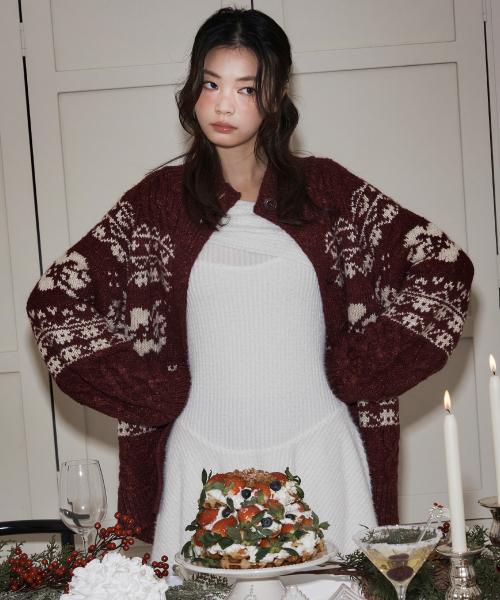 라츠유(LOTSYOU)  lotsyou_Sweetie Holliday Cardigan Red - 사이즈 & 후기 | 무신사