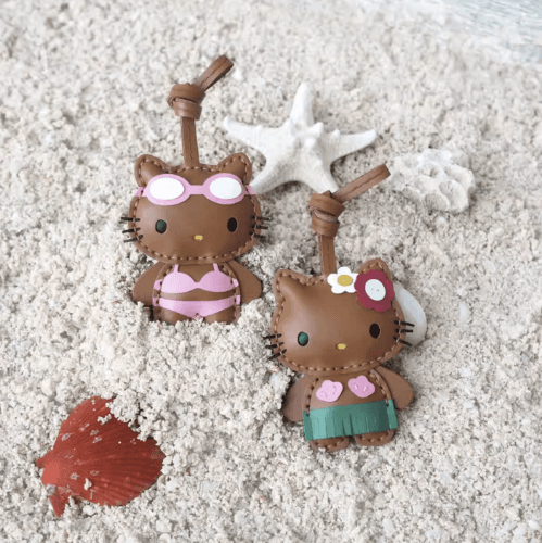 handmade leather kitty keyring