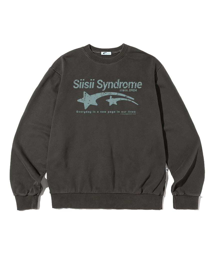 시시 신드롬 프린트 피그먼트 맨투맨 차콜