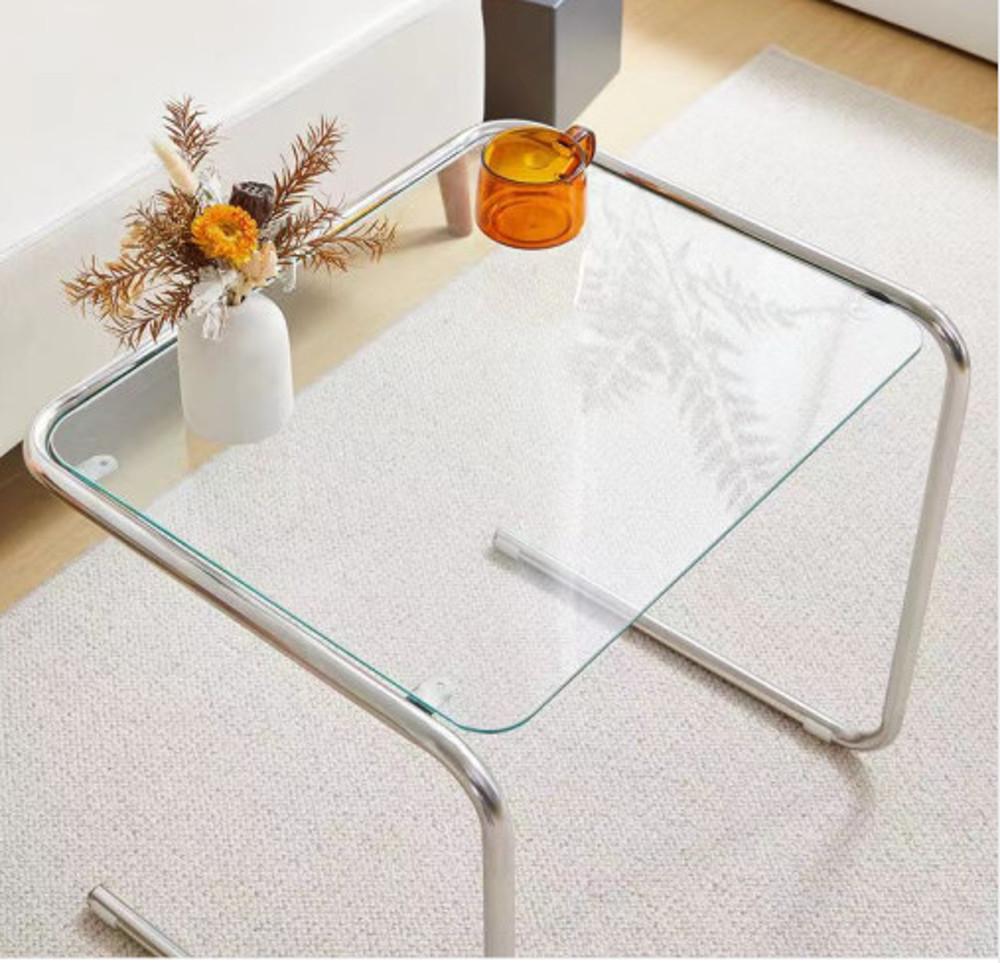 모던미드센츄리 ㄷ 침대 거실 소파옆 유리 사이드테이블