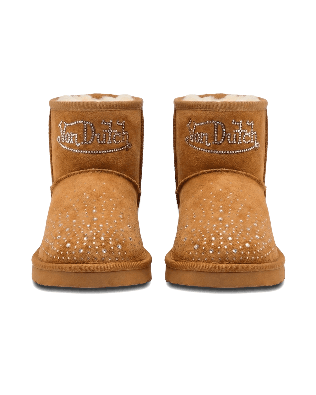 RHINESTONE SHEARLING BOOT - CHESTNUT - 36