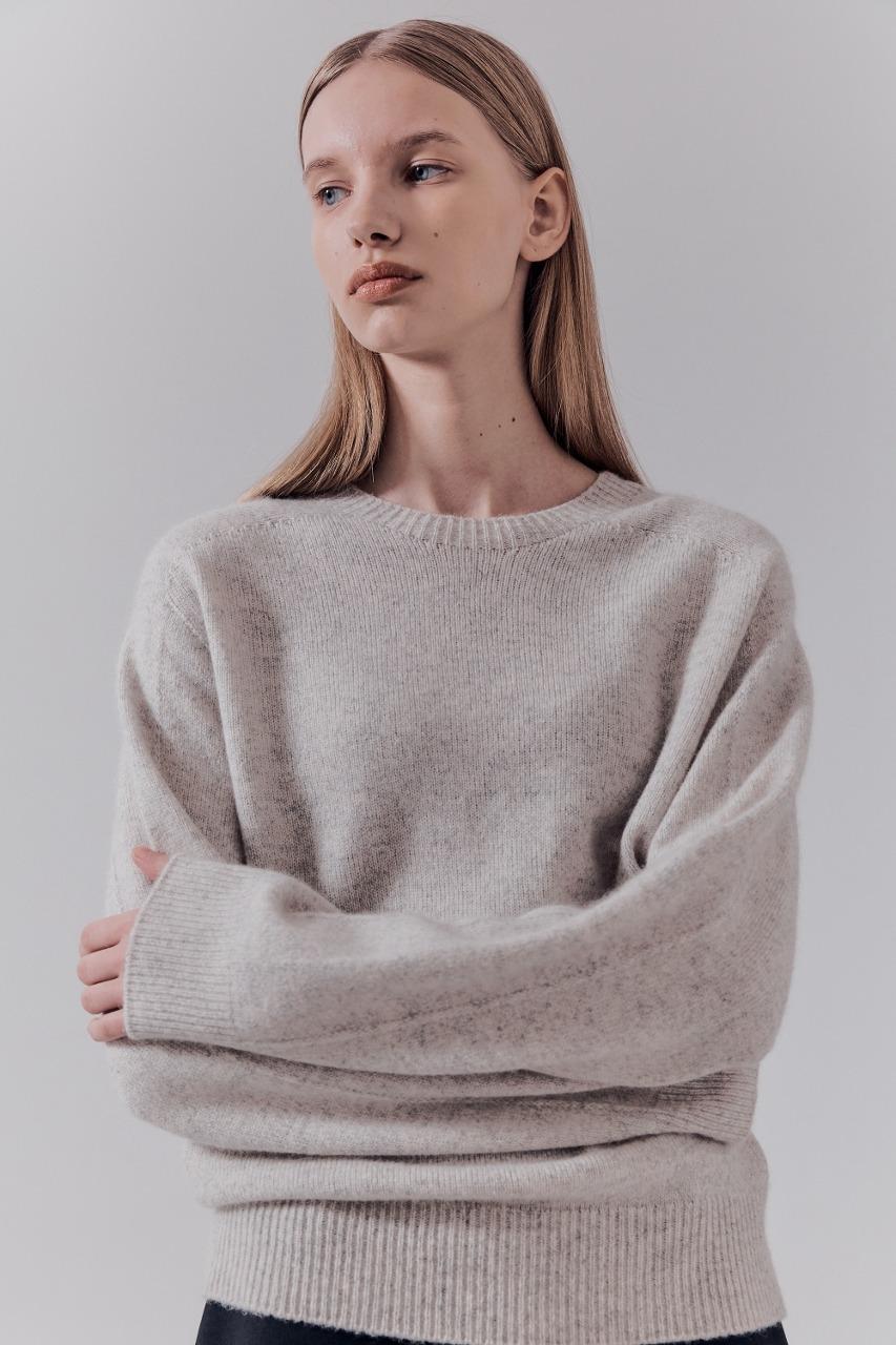 [EXCLUSIVE] WHOLEGARMENT RACCOON CASHMERE SWEATER LIGHT CREAM MELANGE