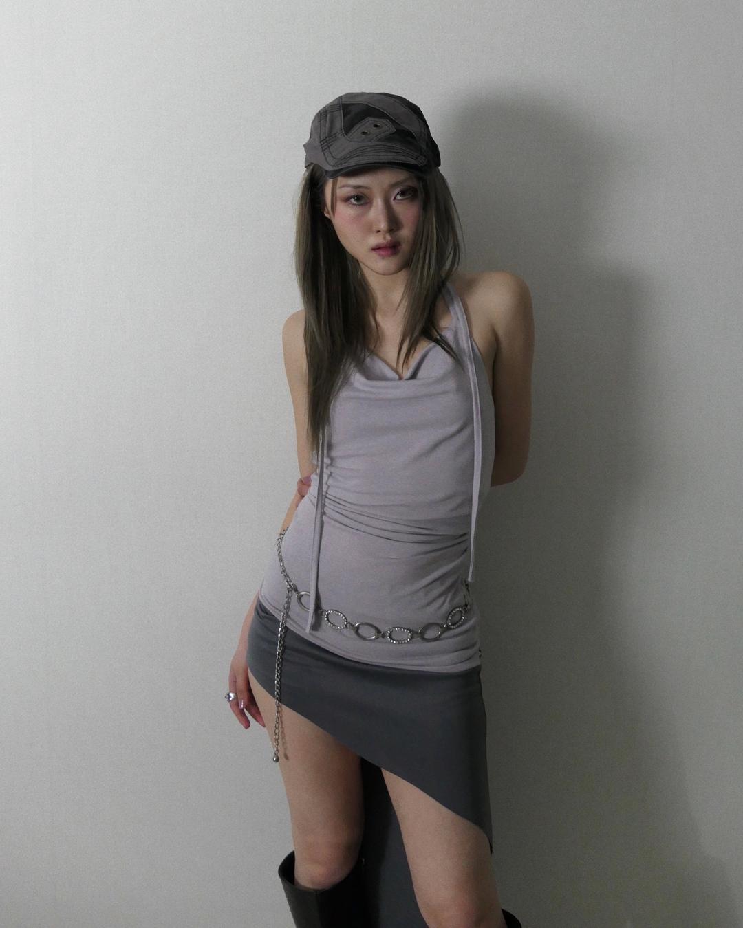 drape halter backless top [3color]