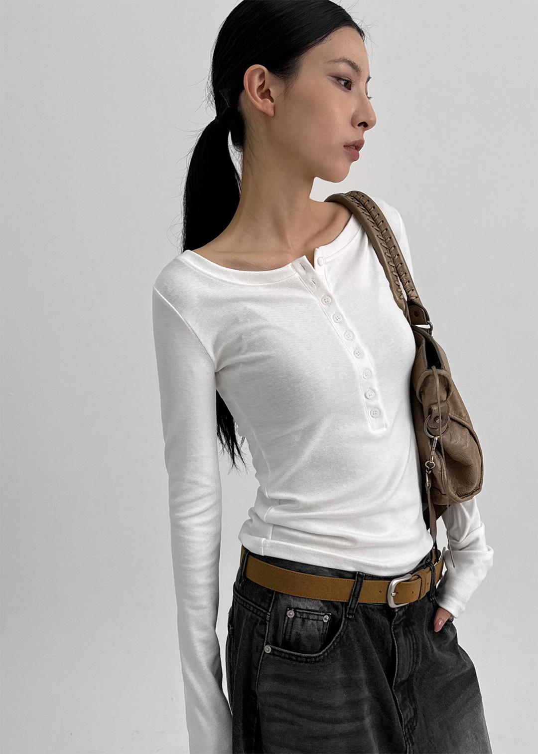 블랙업 [MADE] 케시르 버튼 긴팔티