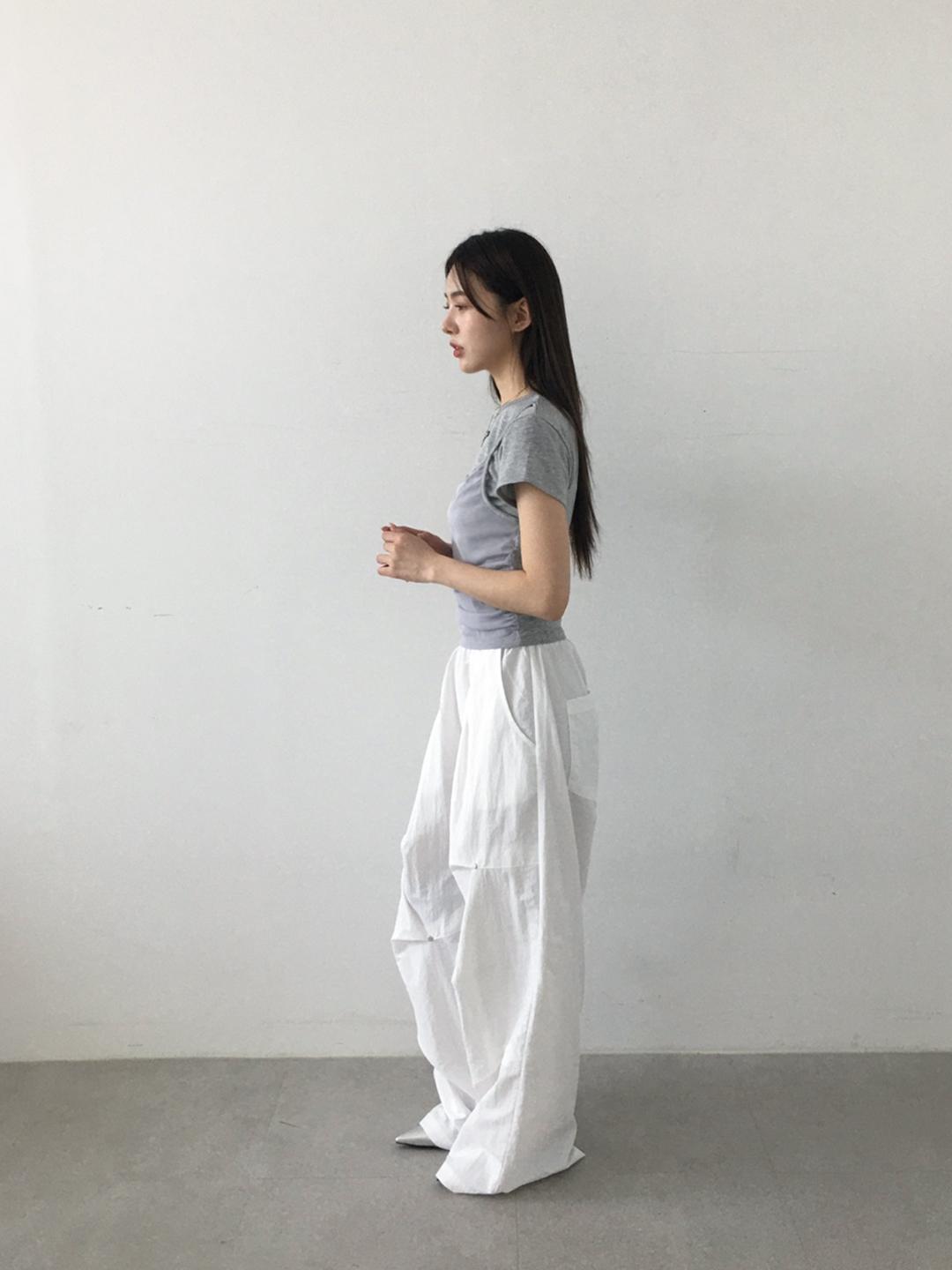 노비야카 [누적1천] Rivet pintuck nylon pt (white, black)