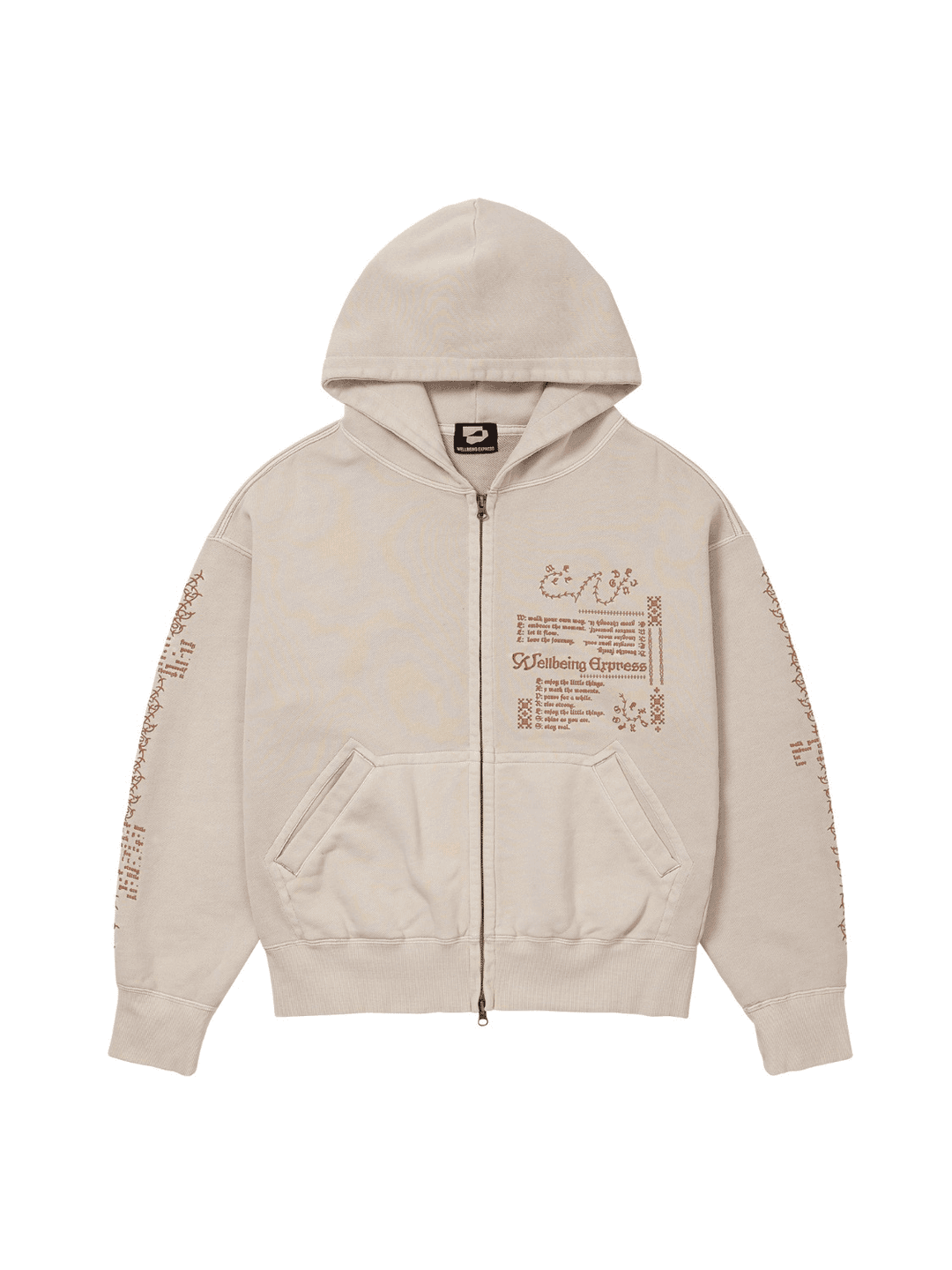 Message Hoodie Zip Up Ash Beige