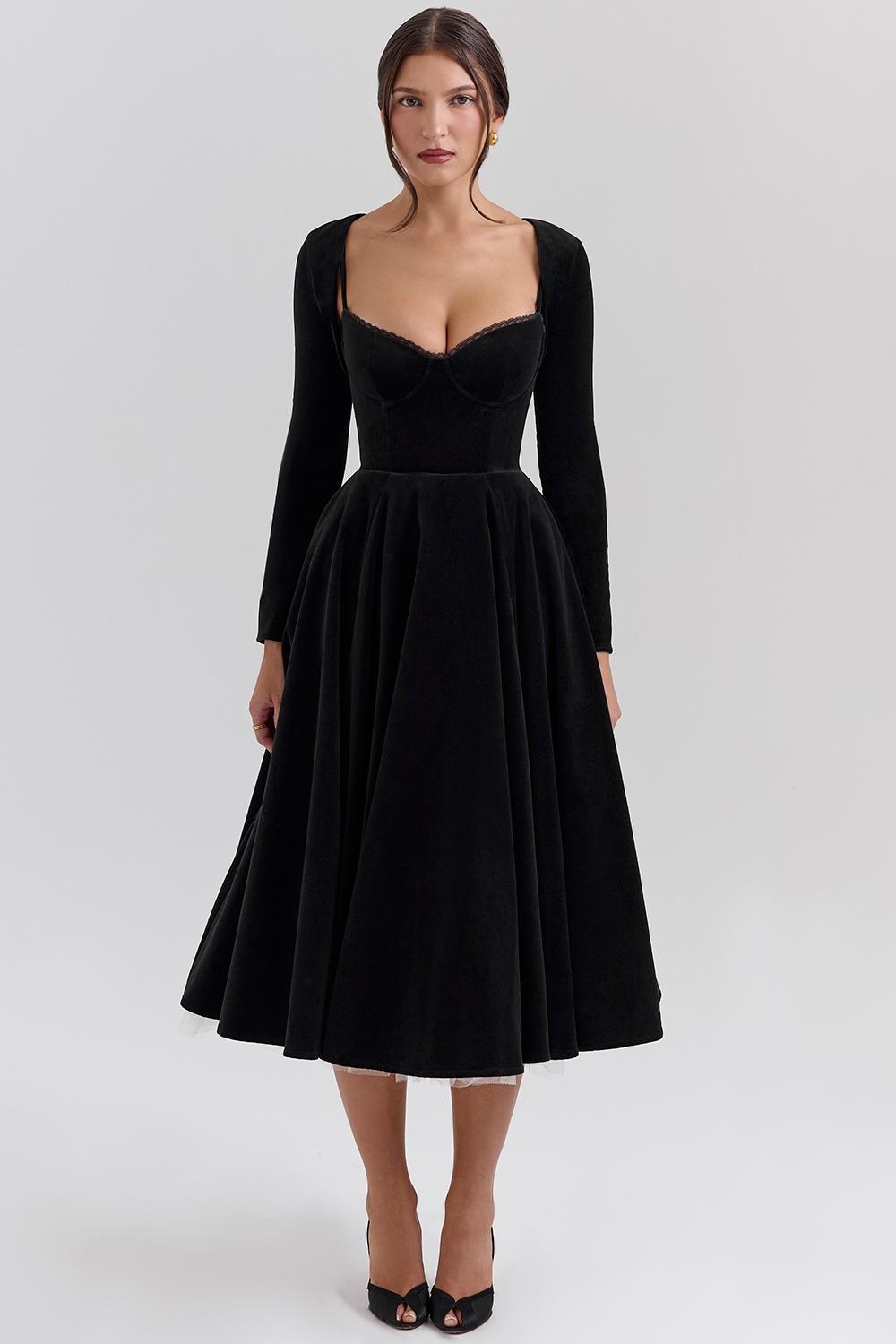 Black Velvet Tulle Midi Dress + Bolero