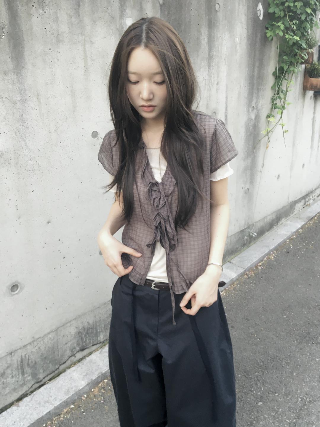 Ruffle Check Blouse