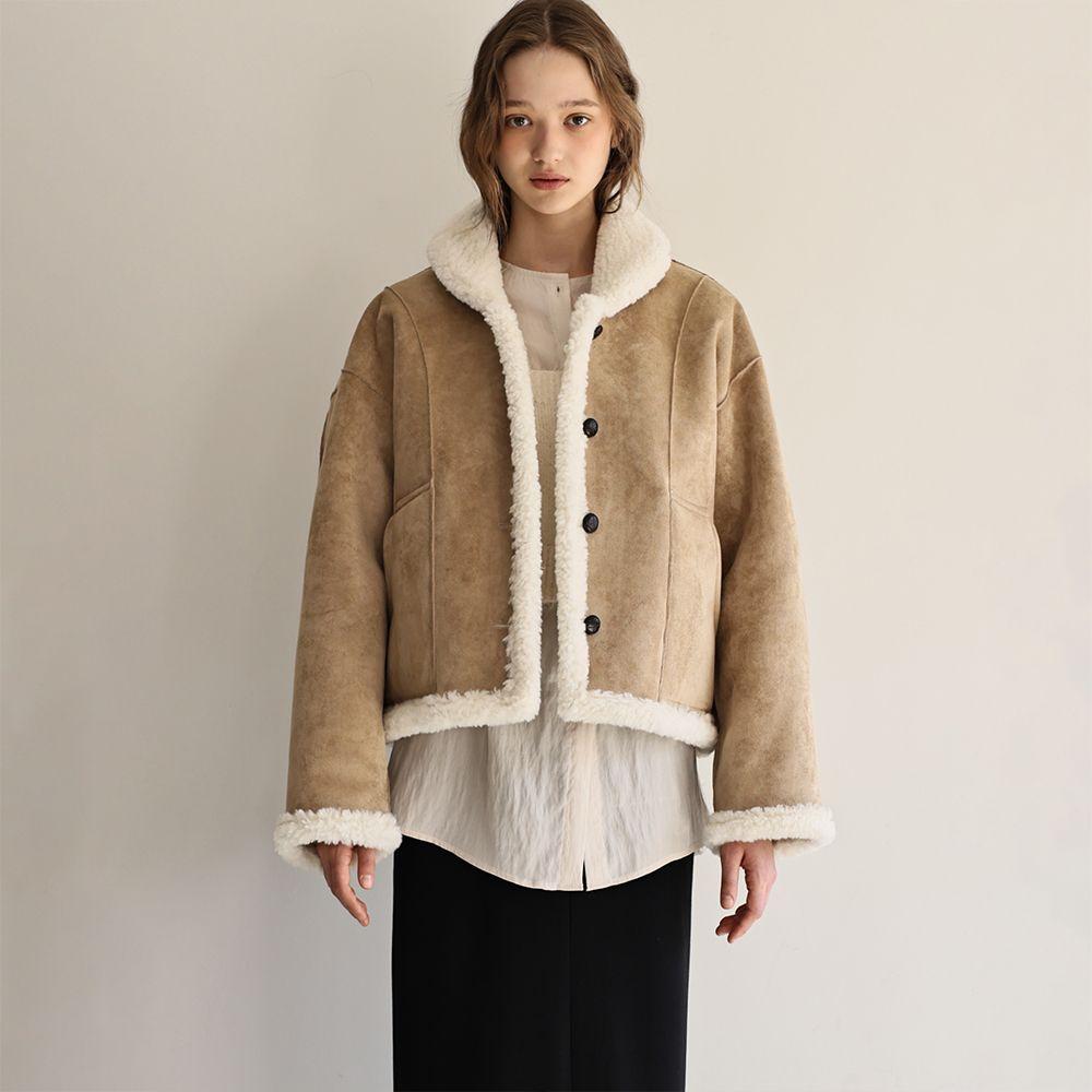 Shawl collar reversible jacket (camel)