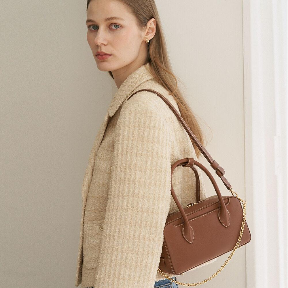 [Demeriel] Bowling Bag Medium Tan Brown