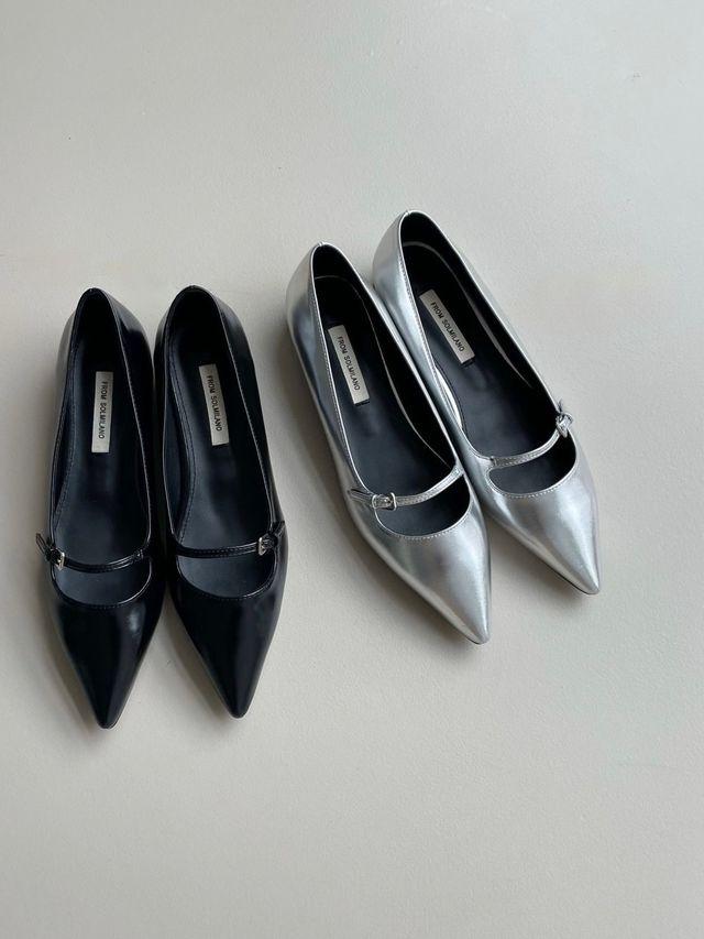 [2cm] 버클 스틸레토 단화 2colors 인조 가죽 스트랩 플랫슈즈_코브리조_2