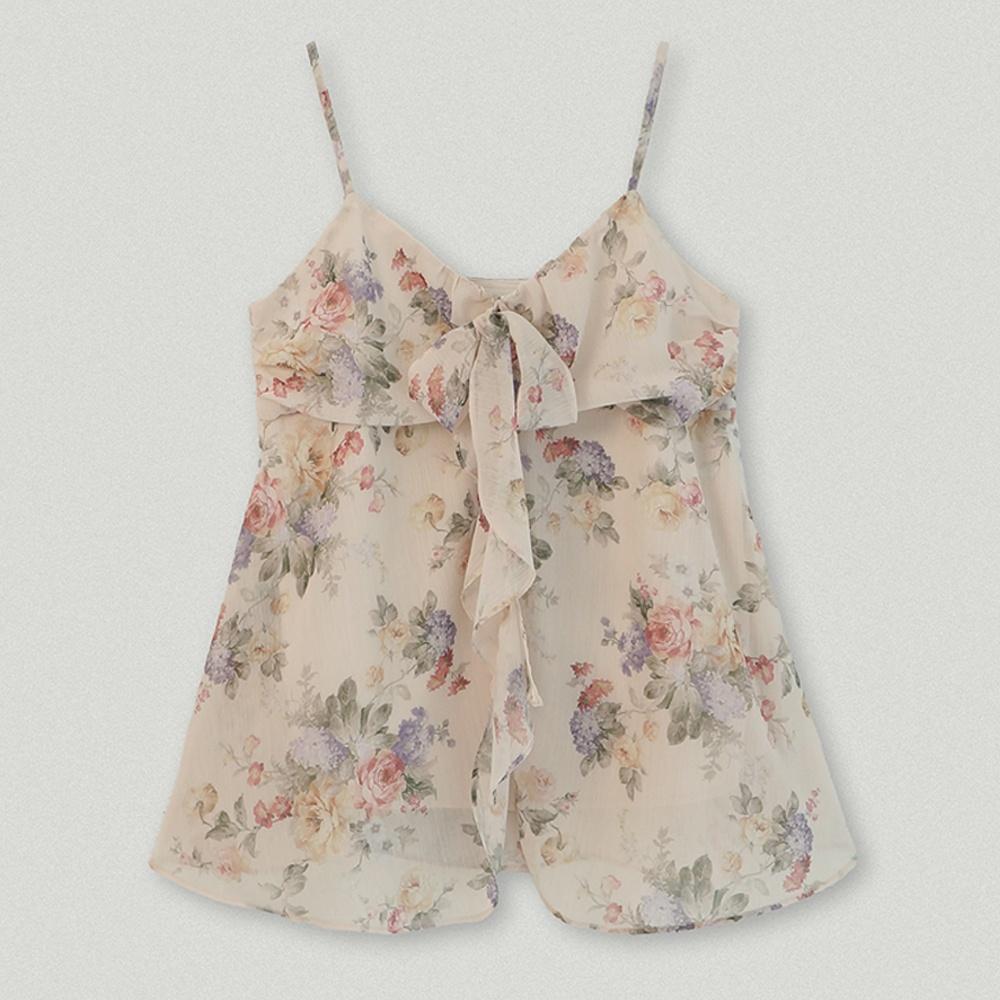 (2차_)floral chiffon bustier_beige