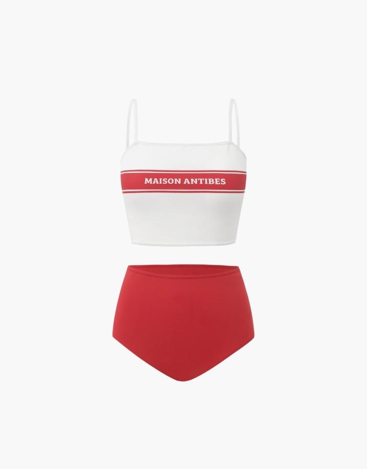 antibes logo bikini set - red