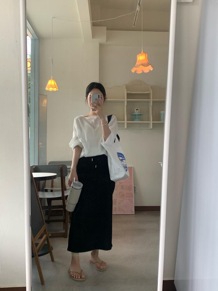 골지 밴딩 스커트