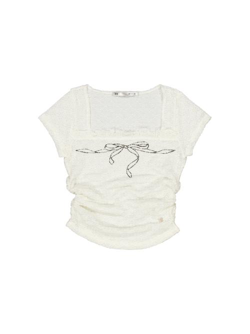 FRILL BOW CROP TOP / CREAM