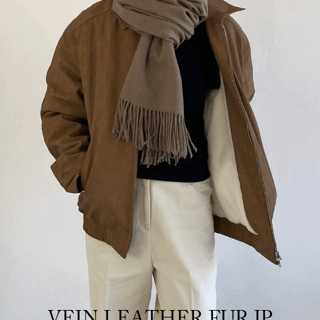 [에코퍼 안감] 베인 레더 털 퍼 블루종 점퍼