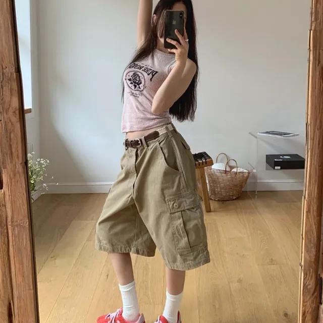 Cotton bermuda cargo pants (2 color)