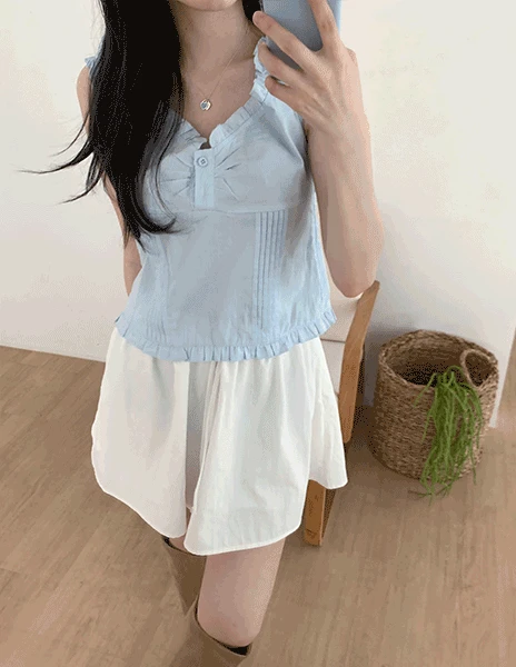 plisse pintuck blouse