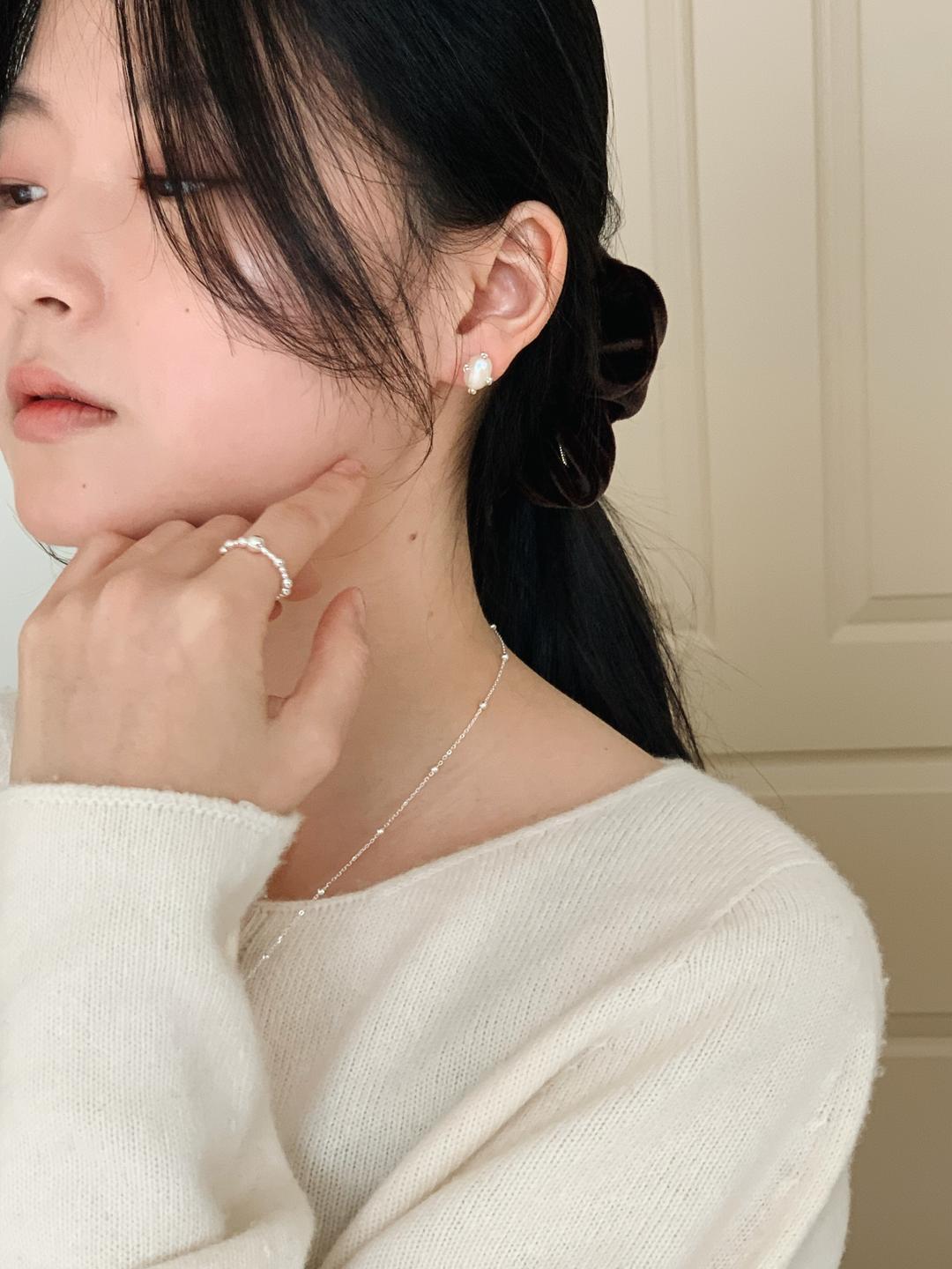 925 silver 스노우 진주 은 귀걸이