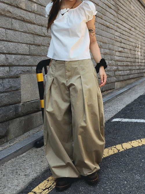 몬트 핀턱 코튼 팬츠 (2color)