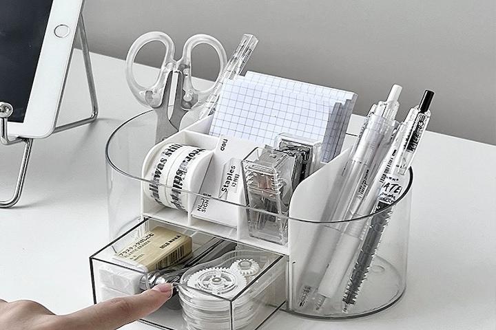 투명 감성 데스크 정리함! 귀여운 미니 서랍까지 깔끔하게