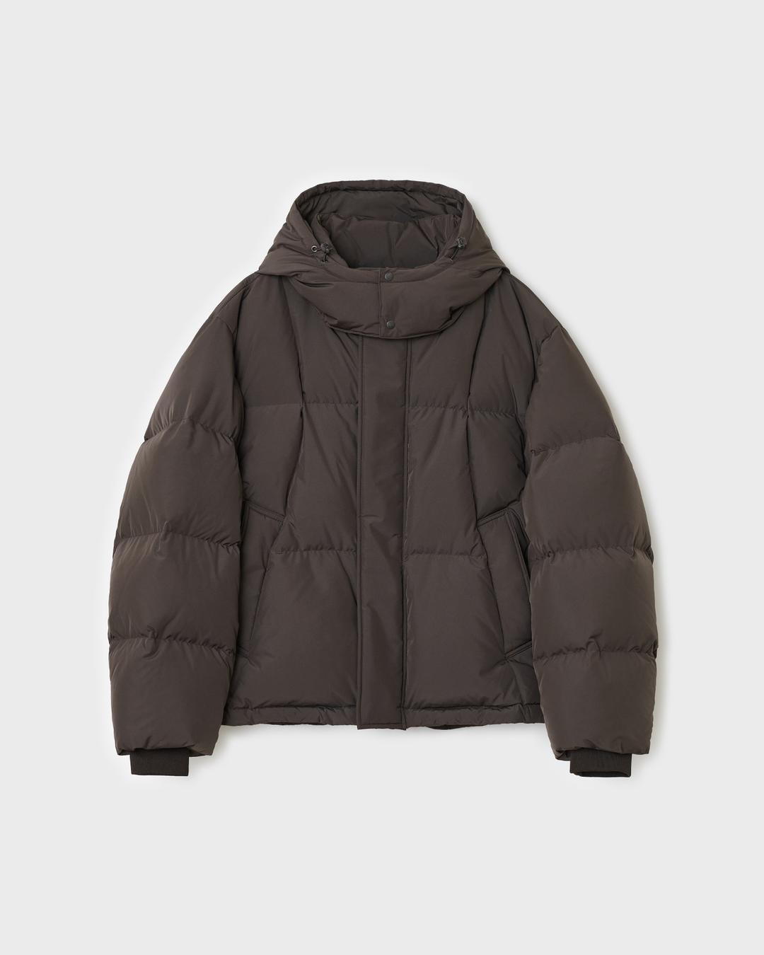 크로스 라인 후디드 구스 다운 - 딥 브라운