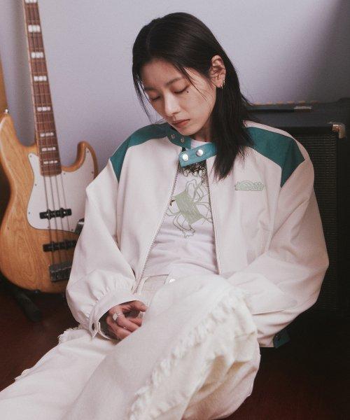 CROP FAUX LEATHER RACING JACKET_MINT