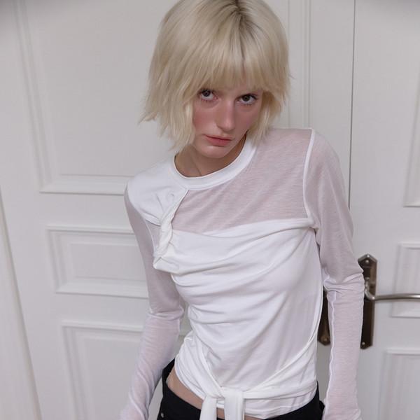 TWIST SHEER TIED TOP - WHITE