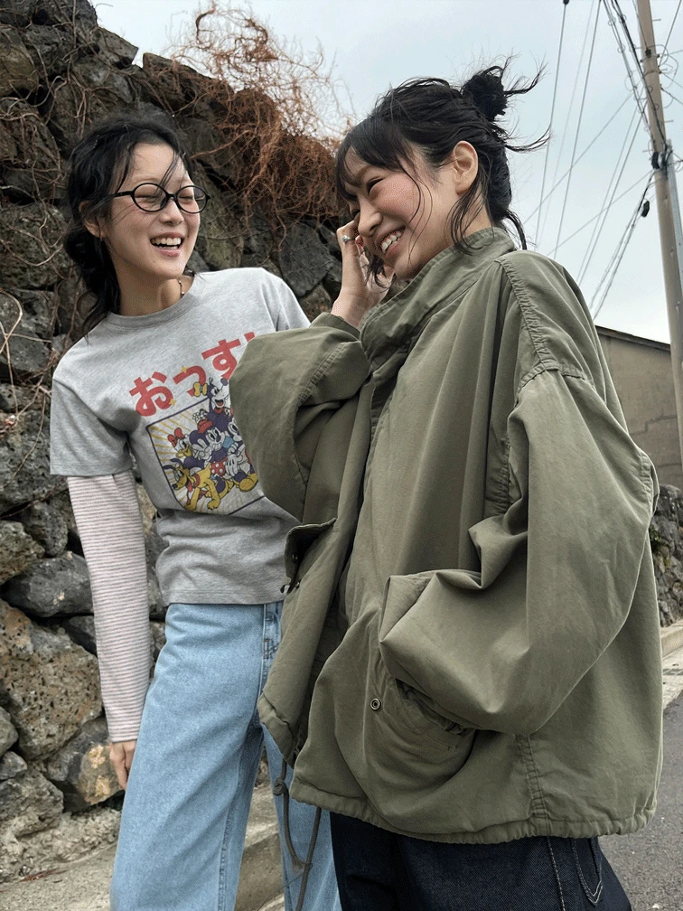 하이넥 워시드 코튼 야상