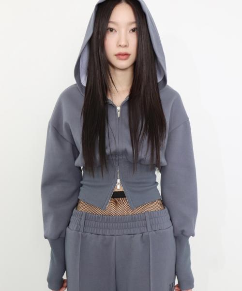 버터라인 트레이닝 상의 후드집업 다크그레이