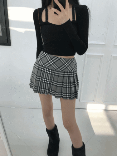 비바 체크 미니 스커트 (2color)