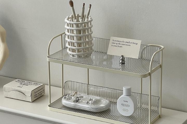 화장품 정리함 미니 선반 2단 틈새 수납 책상 주방 정리대