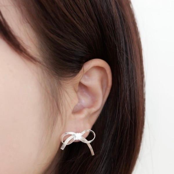 Flat Ribbon Earrings (Silver 925)