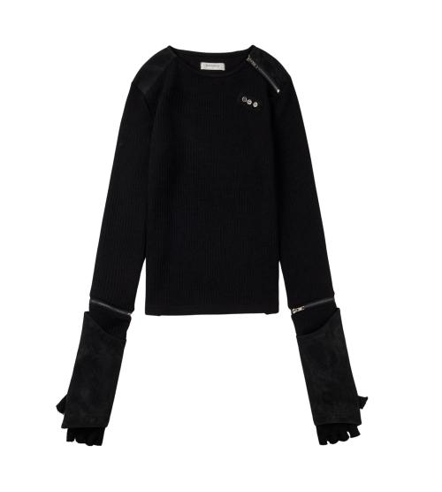 Detachable Zipper Leather Top (Black)