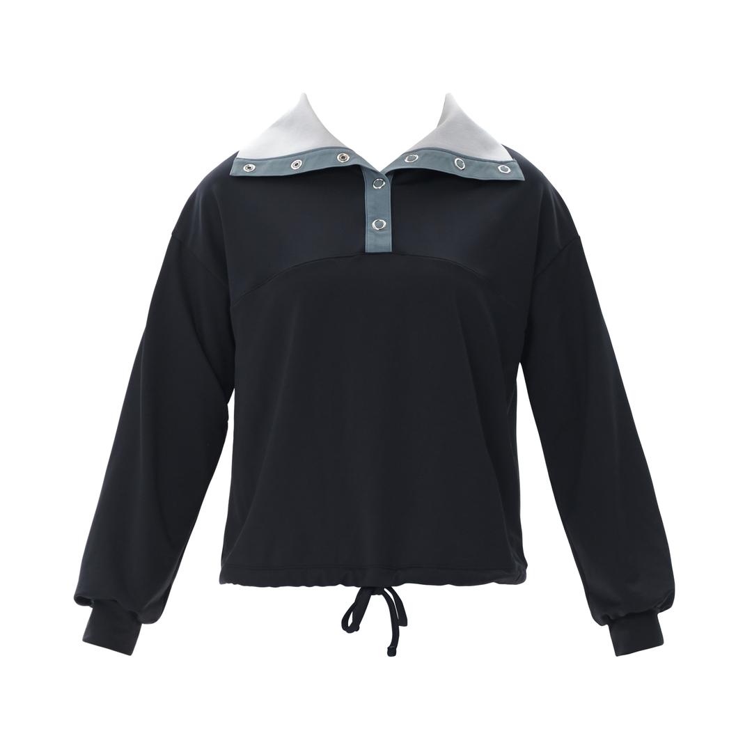 H2O 스냅 풀오버 루즈핏 래쉬가드 블랙