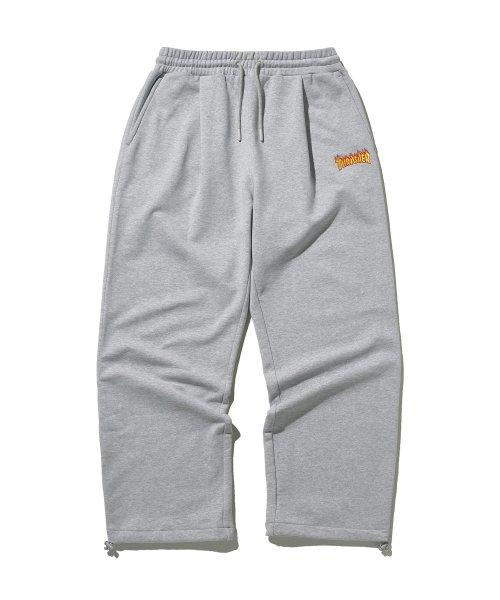 플레임 투턱 와이드 스웻 팬츠 그레이