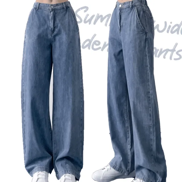 [뒷밴딩] wide denim pants