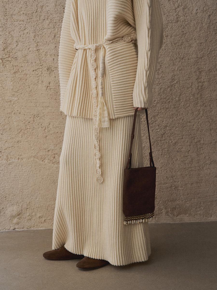 베니 골지 롱 스커트