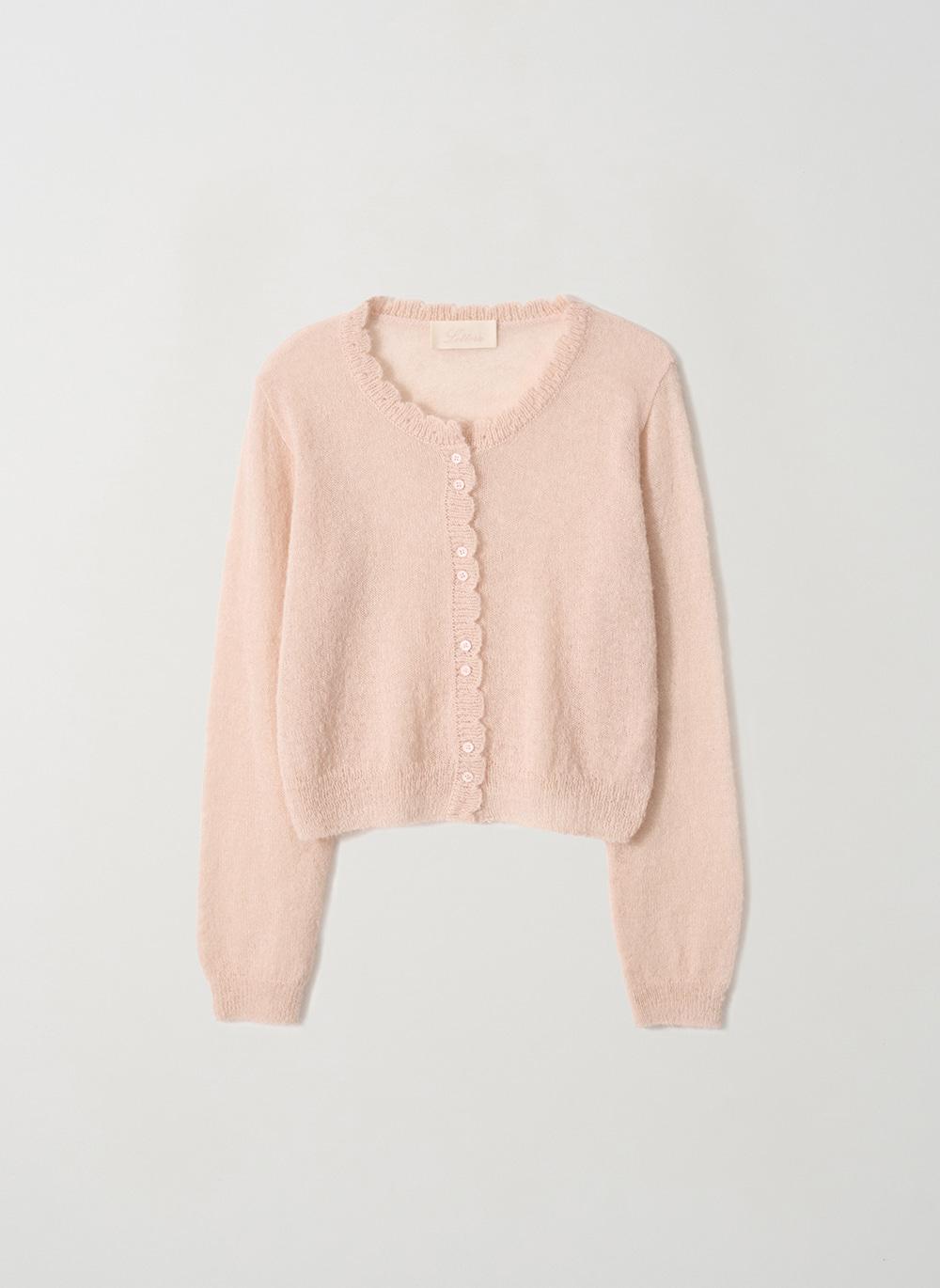 Mini Scallop Knit Cardigan_Pink