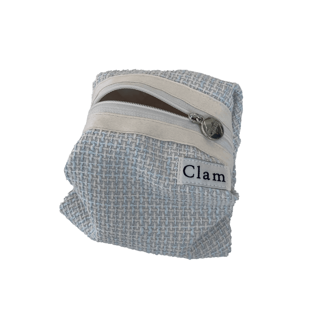 Clam round pouch _ Tweed light mint