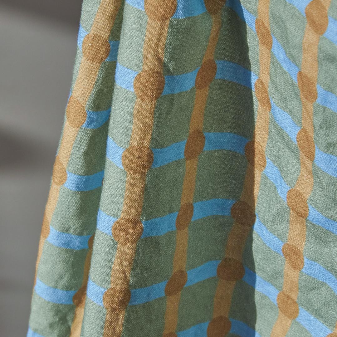 DOT CHECK KITCHEN CLOTH - BROWN ON KHAKI