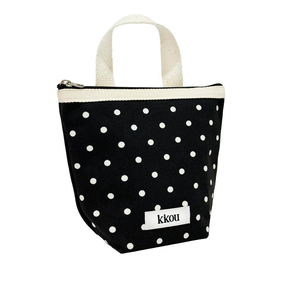 COMPACT HANDLE POUCH (DOT BLACK)