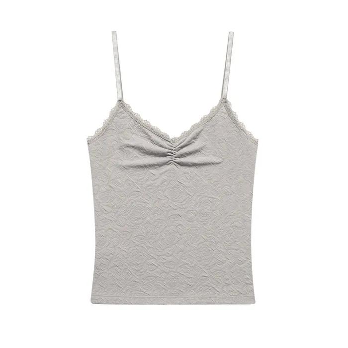FLOWER EMBOSSED SLEEVELESS GREY
